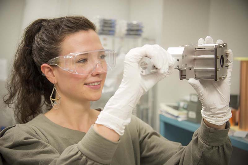 Woman conducting an experiment