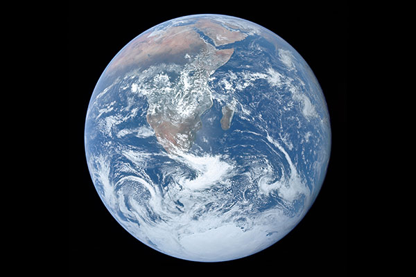A view of the planet Earth from outer space.